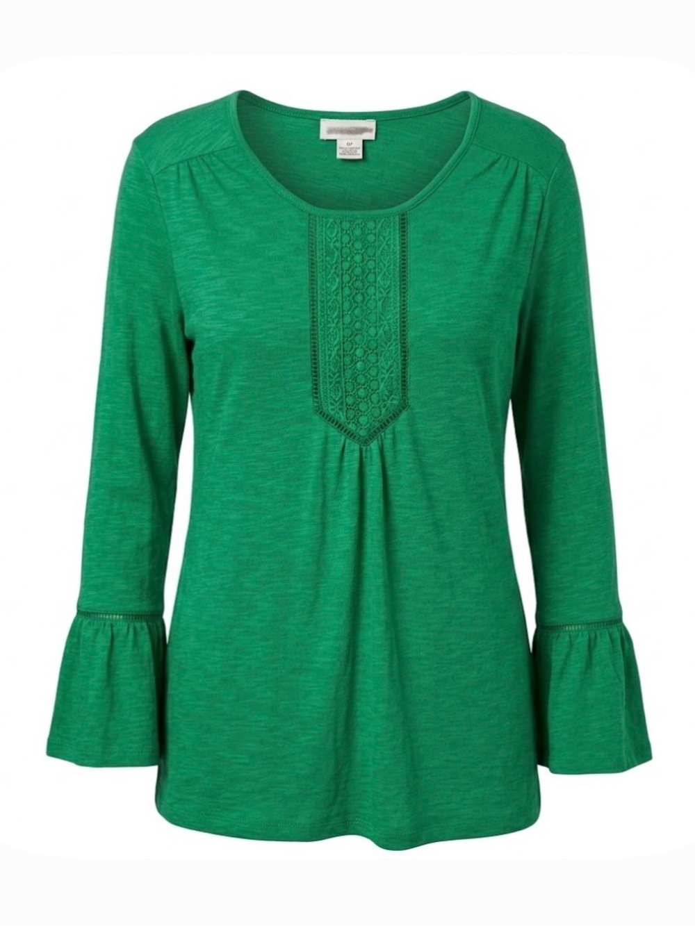LIZ CLAIBORNE Bell Sleeve Pullover Blouse, Women’s Medium Tall, Green